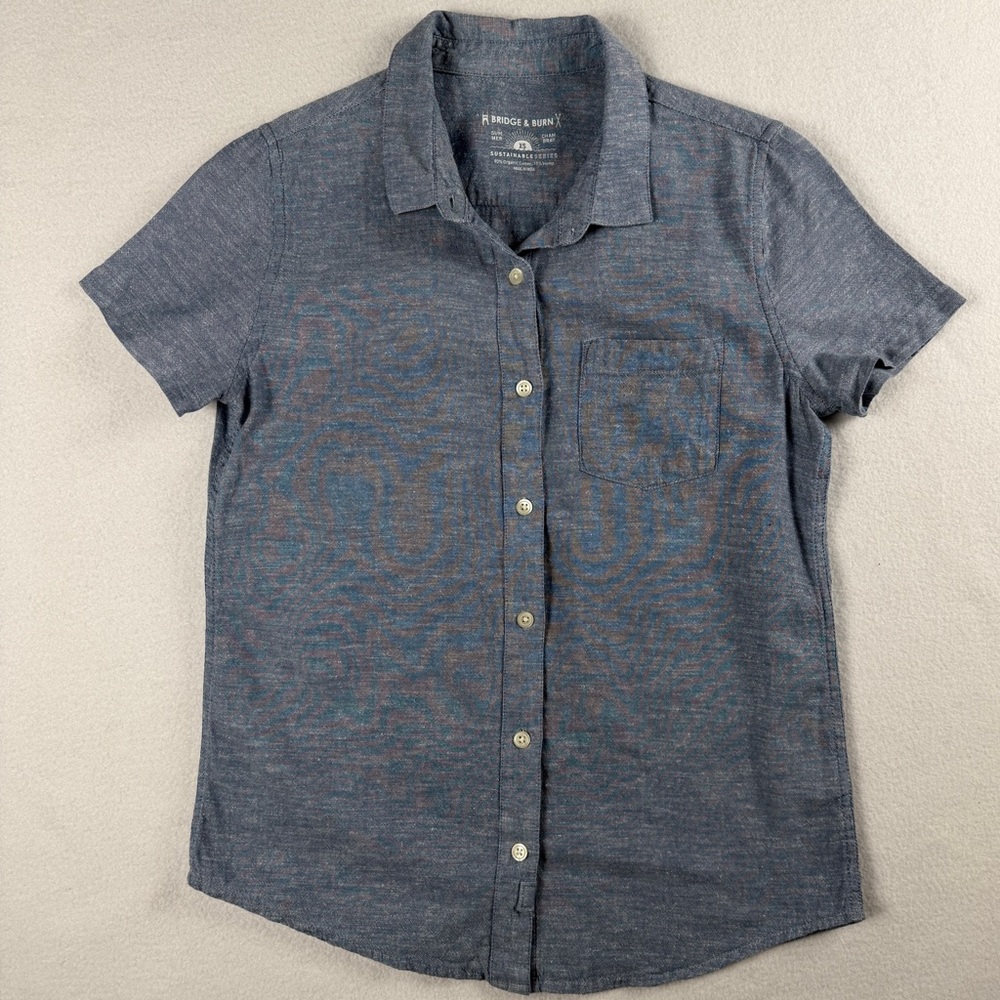 Bridge and Burn Women’s Lana Button Up Shirt Short Sleeve Blue XS - Picture 6 of 9
